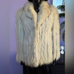 Saga fox elegant Cream blue fox Fur Jacket coat